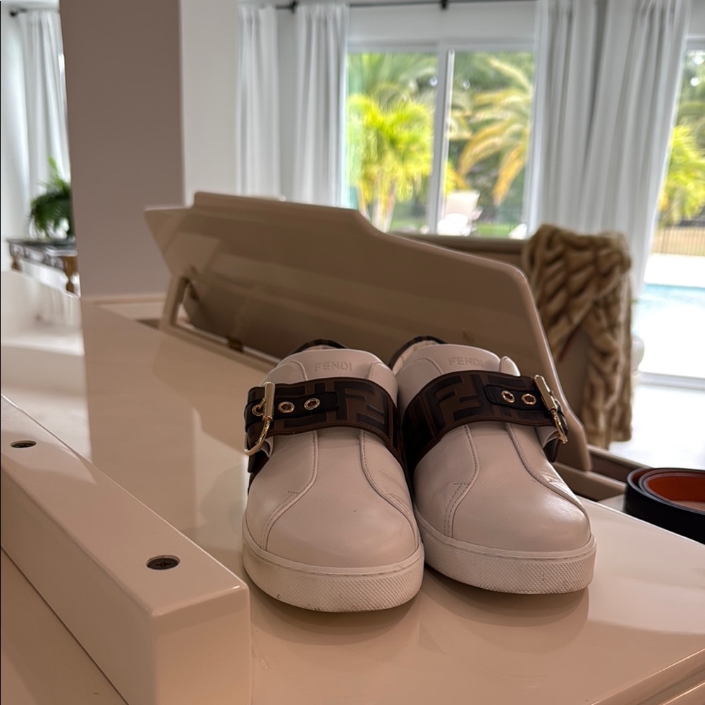 Fendi White and Black Minimalist Sneakers